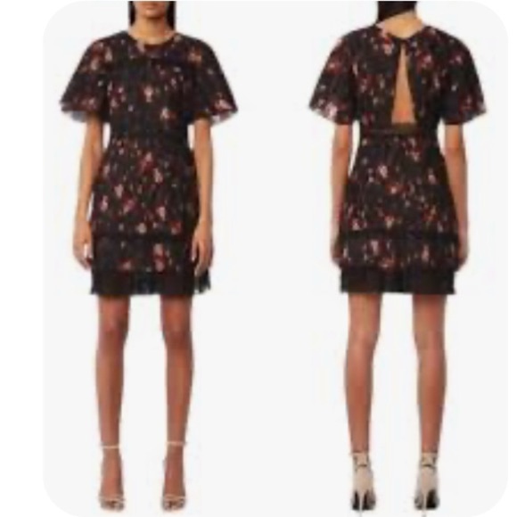 Anthropologie Foxiedox Biella black floral open back dress - Picture 2 of 9